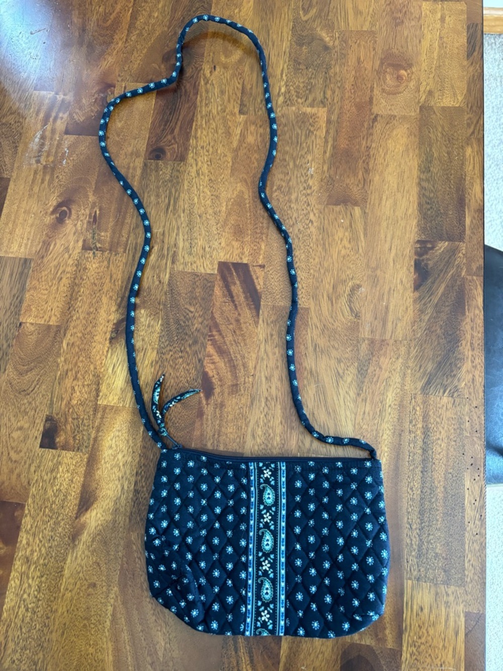 Vera Bradley navy Quilted Crossbody with Paisley Trim NWOT